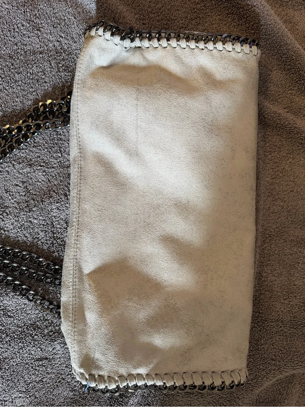 Women's White Chain-Trim Foldover Shoulder Bag